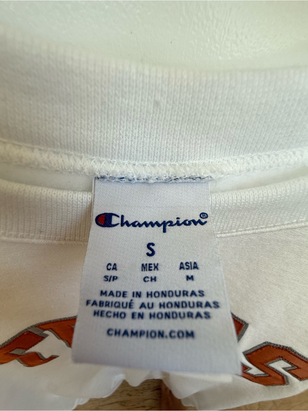Champion White Crewneck Sweatshirt. Burnt Orange TEXAS UT Longhorn. Size Small - Picture 3 of 3